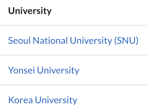 Korea University and Yonsei University always fight for second place and want their name to be placed before the other one. 